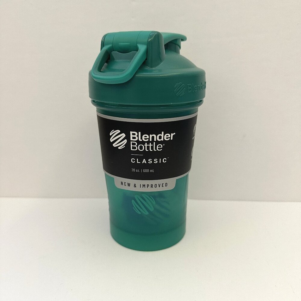 BLENDER BOTTLE Green Classic Bottle 20oz Cups Whisk Ball Shaker 600ml Emerald